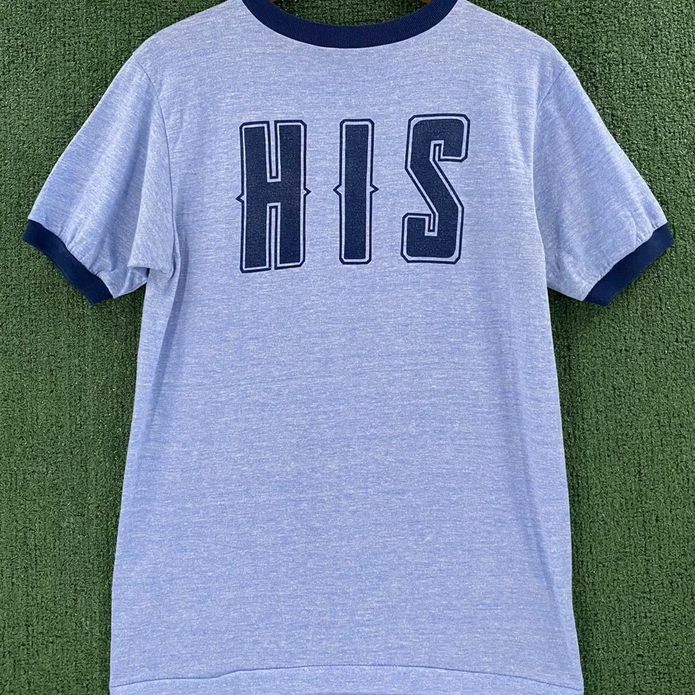 Vintage 80’s HIS Single Stitch Tri-Blend Ringer T-Shirt Men’s Size Small